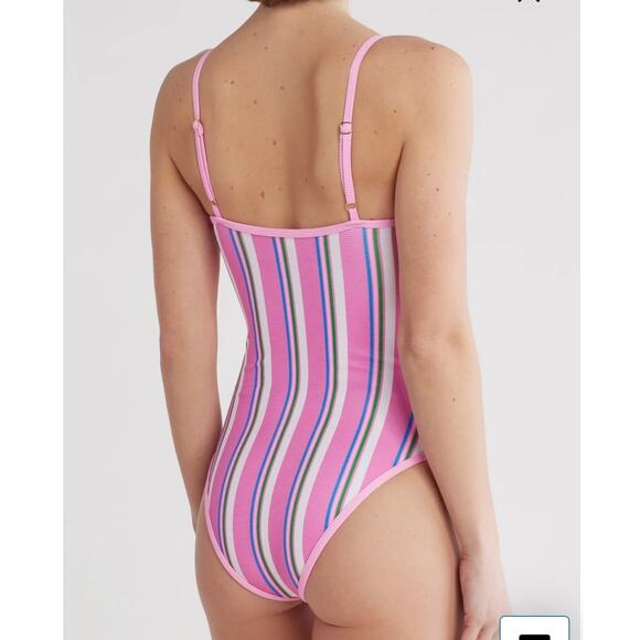 NWT Beach Riot Women's One Piece Swimwear Pink Stripe SZ XL - Picture 2 of 8